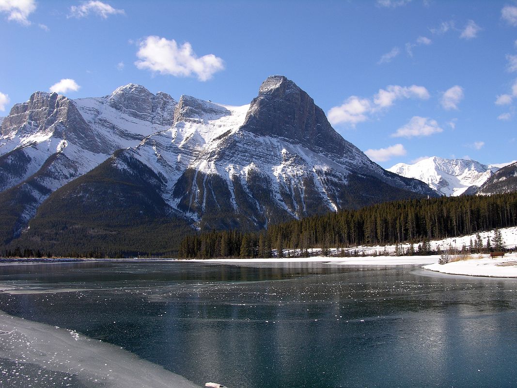 01 Mount Lawrence Grassi, Miners Peak, Ha Ling Peak From Canmore Dam Rundle Forbay in Winter